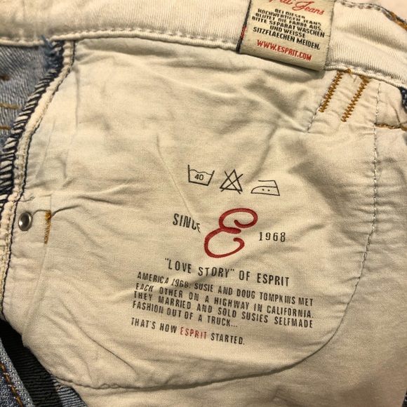 90s Esprit Blue Cropped Denim Jeans - Picture 7 of 11